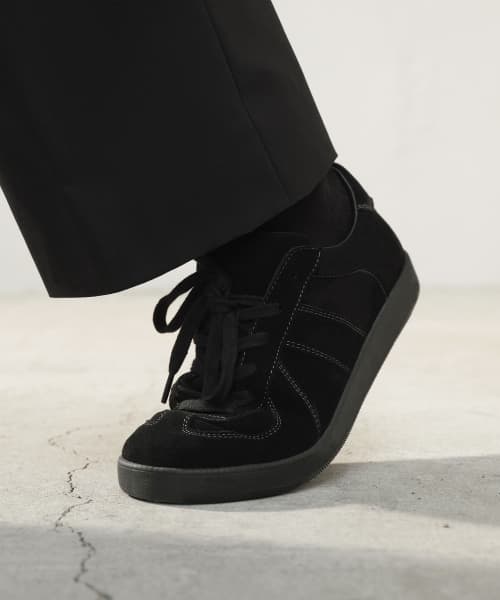 5IN HI Suede German Army Sneakers Height-Increasing Version - Matte Black