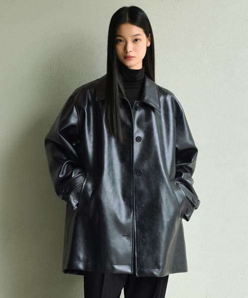 Womens Synthetic Leather Cacot [Black]