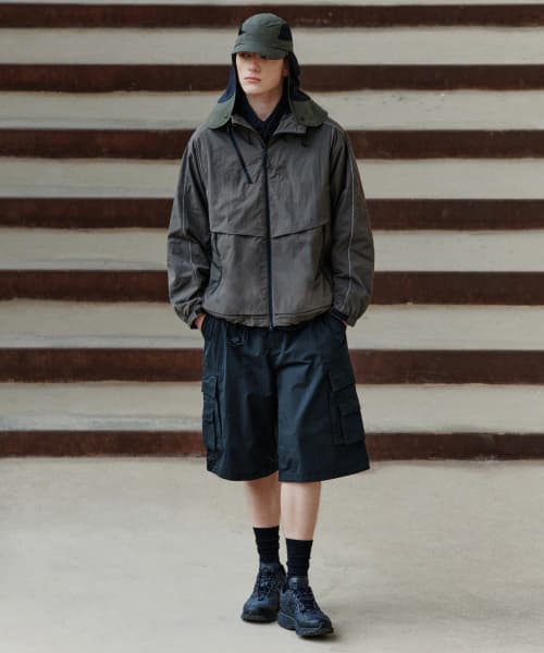 [City Leisure] CN Belted Multi-Pocket Cargo Bermuda Pants [Black]