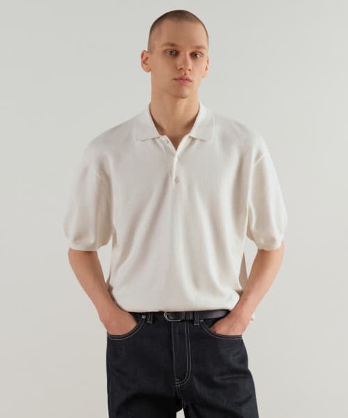 Washable Supima Cotton Knitted Polo Shirt [Ivory]