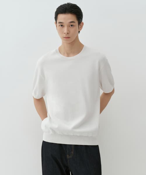Washable Supima Cotton Crew Neck Short Sleeve Knit [Ivory]