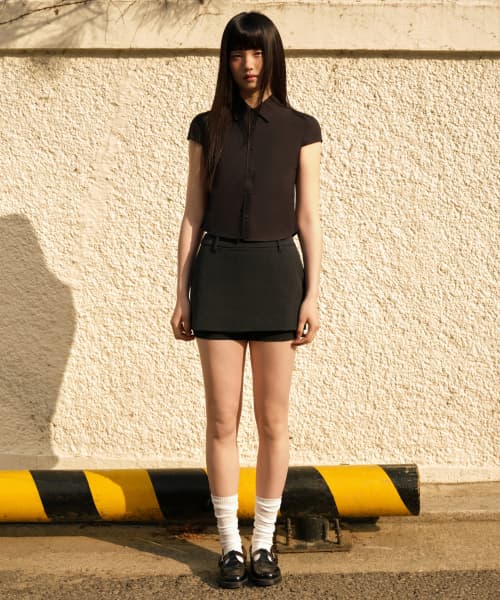 Womens Layered Mini Skorts [Charcoal Gray]