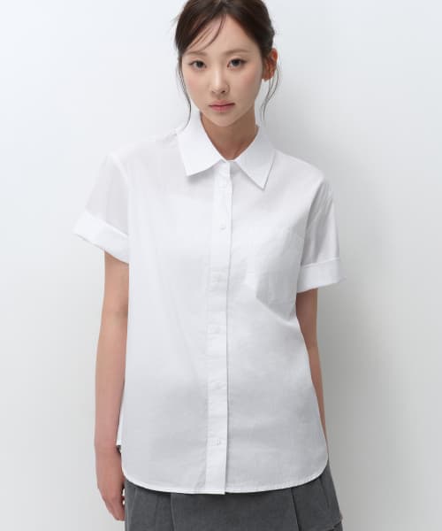 Women's Relaxed Soft Poplin Short Sleeve Shirt [White]