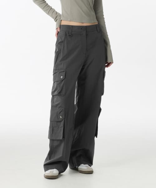 Womens CN Multi Pocket Wide Cargo Pants [Dark Gray]