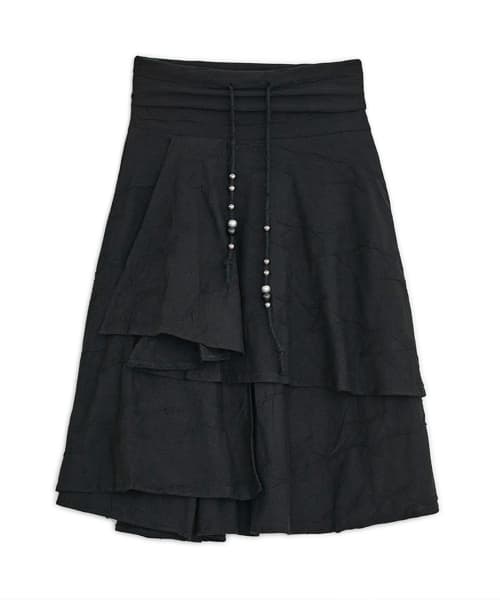 Star Flared Midi Skirt (Black)