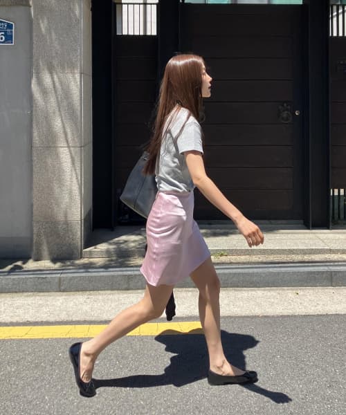 [5COLORS] Satin Mini Skirt