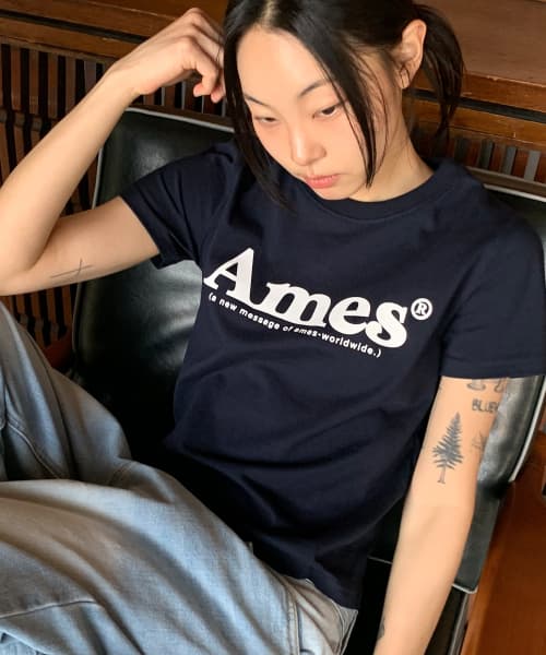 BASIC LOGO TEE NAVY(WHITE)