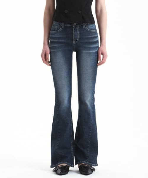 102 CAT WASHING MID-RISE JEANS DEEP BLUE