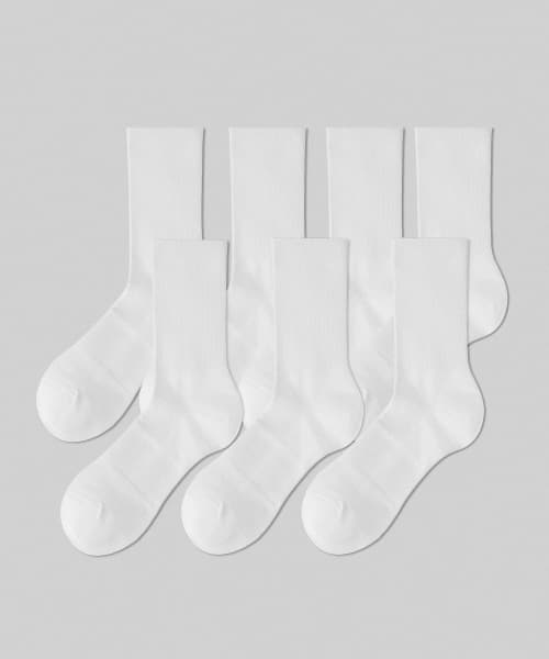 [Cooltandard] Quick Dry Mesh Crew Socks 7-Pack [White]