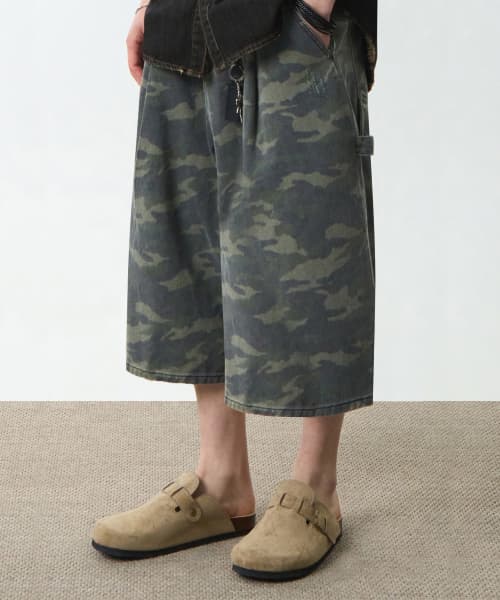 Bio-washing Carpenter Bermuda Denim Pants_Camouflage