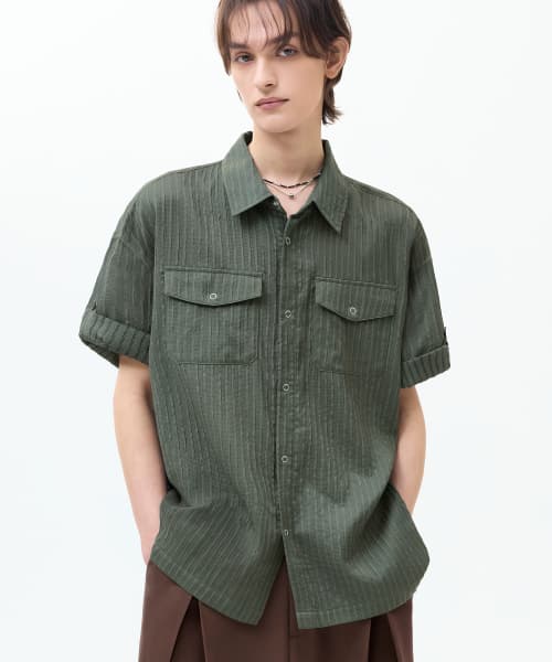 CITYBOY BOAT LINEN OVERSIZED SHORT SLEEVE SHIRT_NAVY
