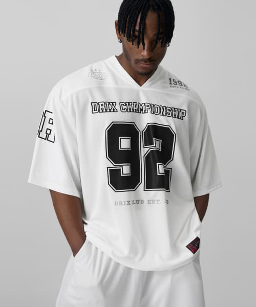 Rugby Oversized Mesh Jersey Half Sleeve_White