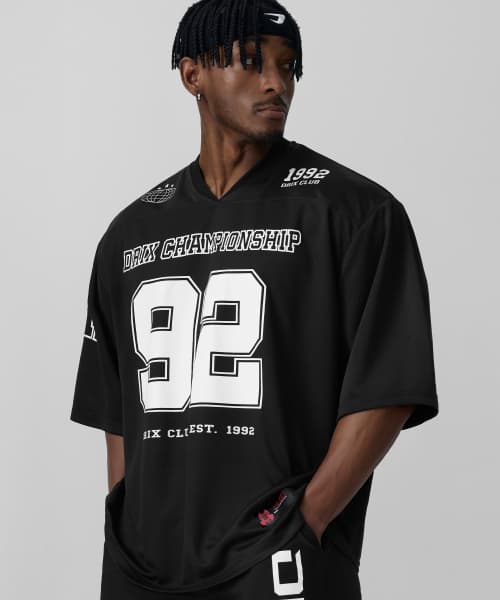 Rugby Oversized Mesh Jersey Half Sleeve_Black
