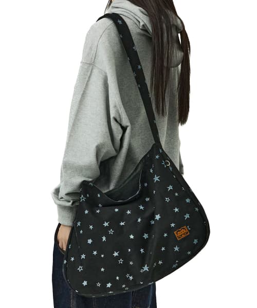 Star Printed Reversible Bag – Black & Charcoal