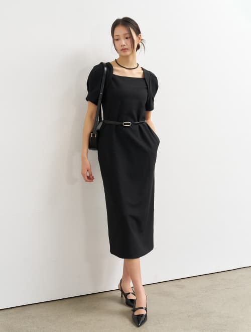 Bolero Sleeve Long Dress [BLACK] / WBE2L15506