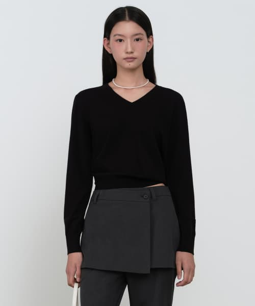 Womens Essential V-Neck Knit [Black]