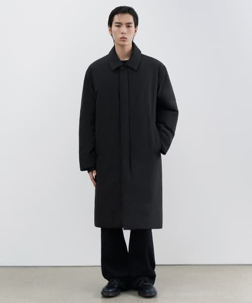 Padded Balmacaan Trench Coat [Black]