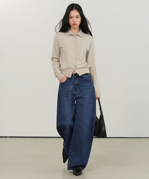 Womens Curved Denim Pants [Medium Indigo]