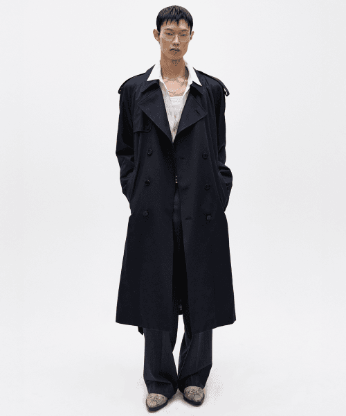 Raven Oversized Trench Coat Dark Navy