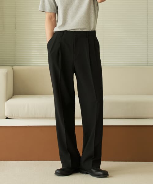 Two-Tuck Semi-Wide Slacks (Four Seasons, Summer - 8 Colors)