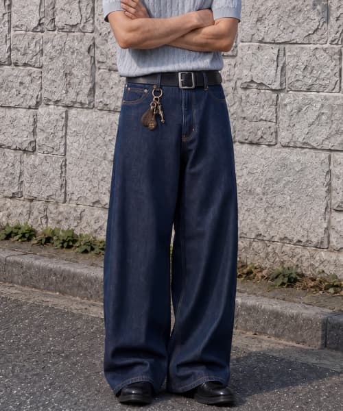 Damage Washed Denim Pants - Indigo