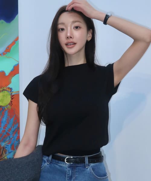 [W] Cap Sleeve Mock Neck Knit - 6 colors