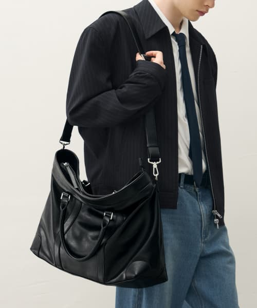 Vans Leather Cross Tote Bag [BLACK]