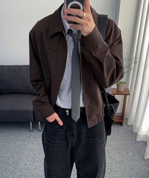 [Daily Room X Alice] Soft Grain Wool Blouson Jacket [Brown]