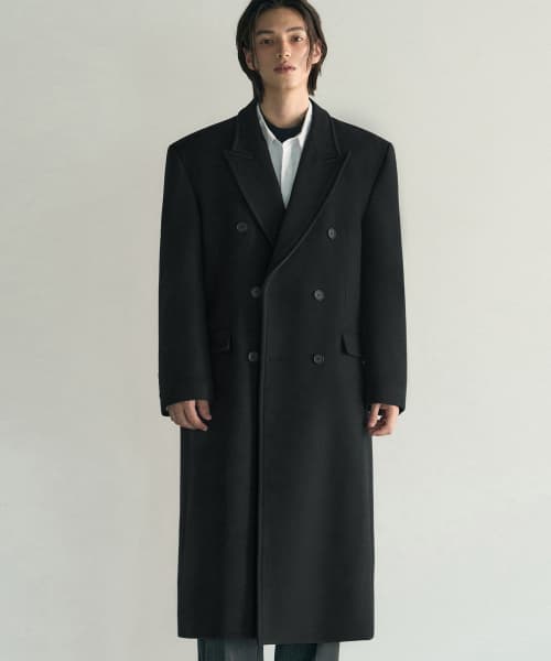 WOOL DOUBLE CHESTER COAT [BLACK]