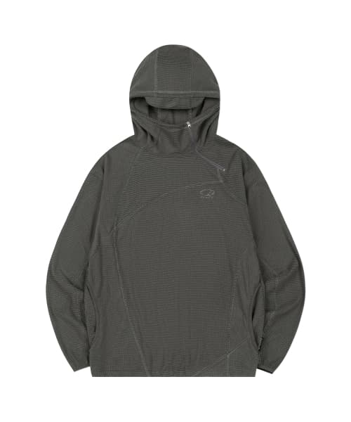 Waffle Cover Stitch Hoodie T-shirt - BROWN
