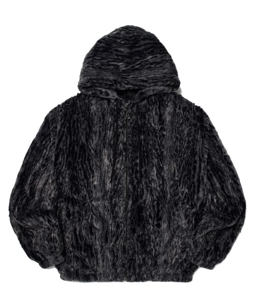 FAUX FUR ZIPUP HOODIE (BLACK)