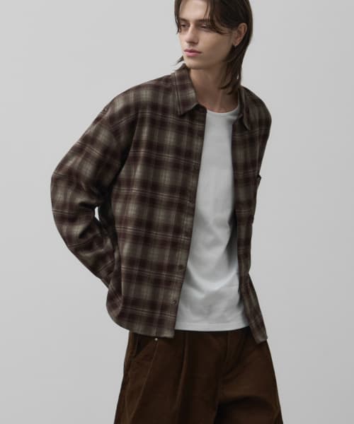 Faded Check Crop Shirt [Brown]