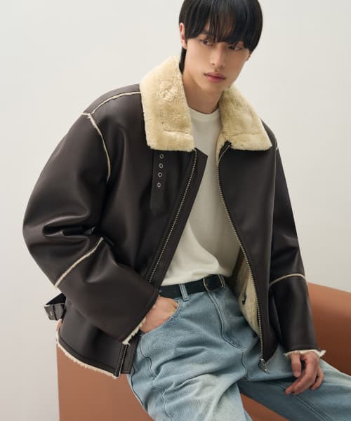 Oversized Line Mustard Jacket [BROWN]
