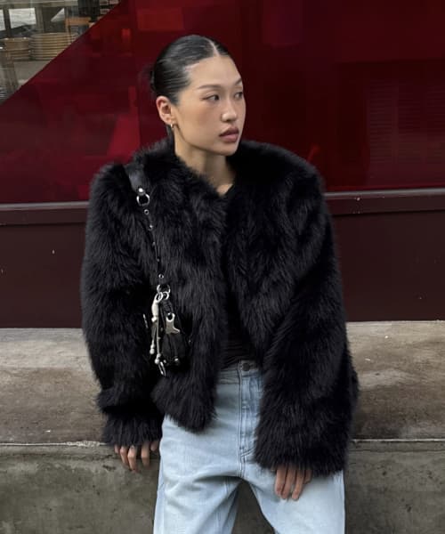 Amelia Fur Jacket - Black