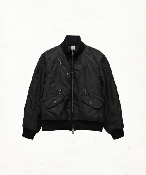 DD cropped studded MA-1 jacket (BLACK)