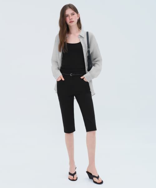 Womens Relaxed Stripe Sheer Shirt [Light Gray]