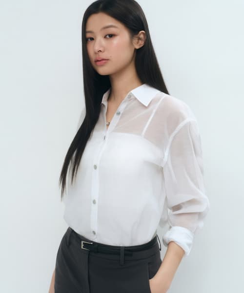 Womens Relaxed Sheer Shirt [White]