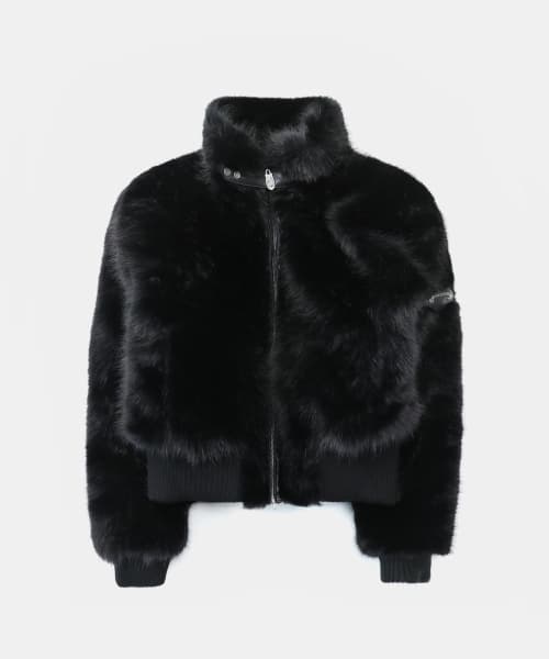 Viper81 High Neck Fur Jacket - Black