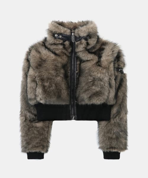 Viper81 High Neck Fur Jacket - Coyote