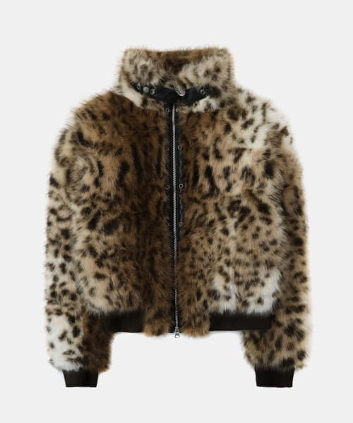 Viper81 High Neck Fur Jacket - Brown Leopard