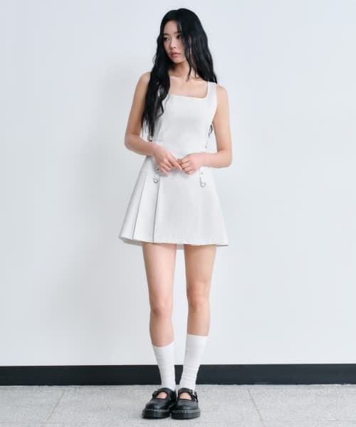 [Unbound Girl] Women's Pleated Mini Dress [White]