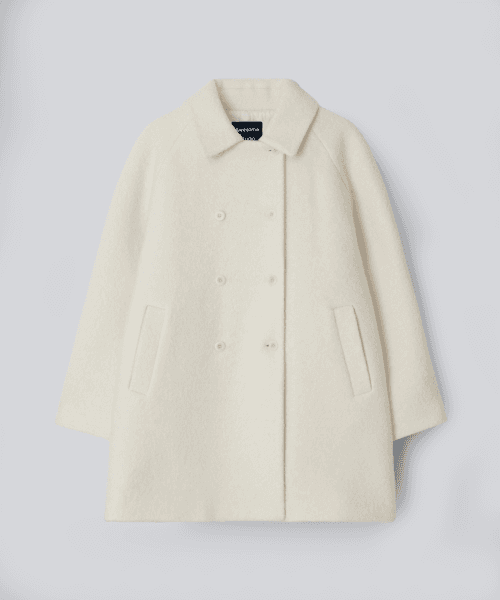 Wool buckle double half coat Ivory