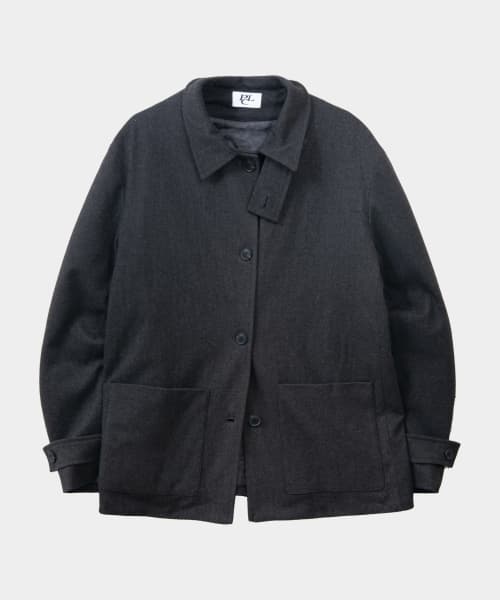 Classic High Neck Boston Balmacaan Half Padded Single Coat Jacket [Charcoal]