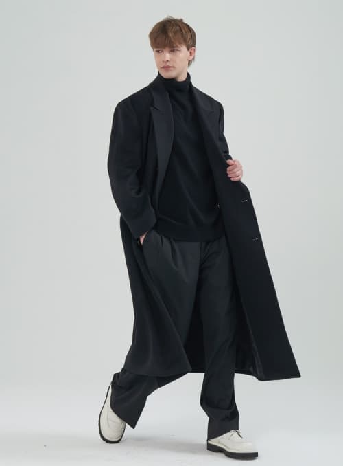 Premier Wool Double Long Coat_Black