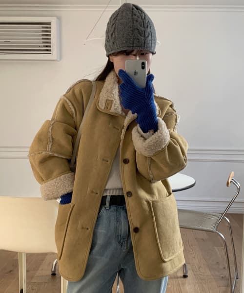 [W] Reversible Suede Mustang Shearling Jumper - 2 colors
