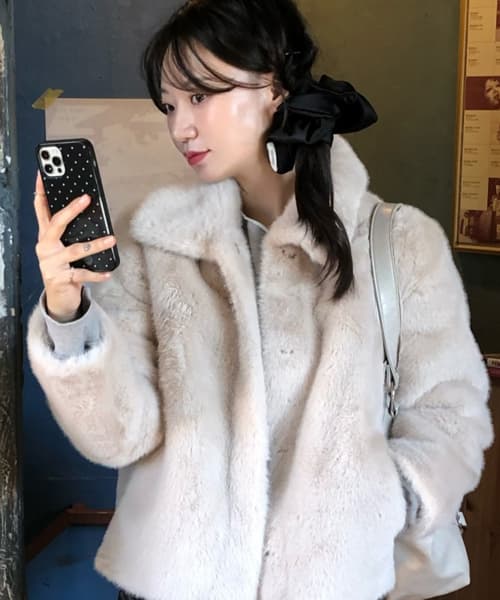 [ON][W] Collar Neck Fur Jacket