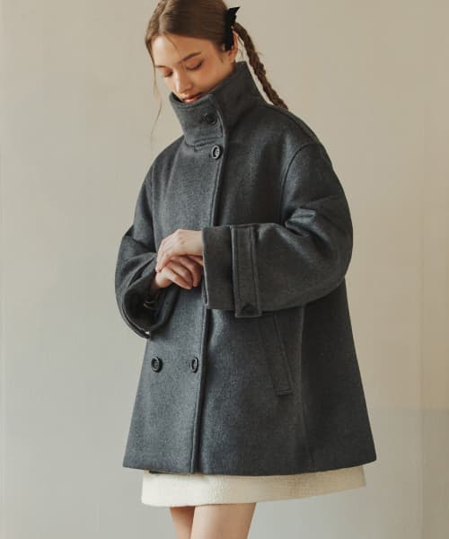 Wool Double Half Coat / Charcoal