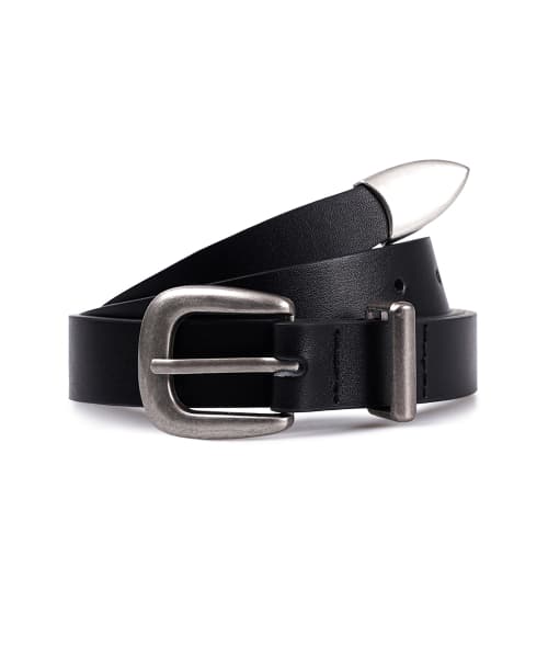 Minimal Western Cow Leather Belt [Black]
