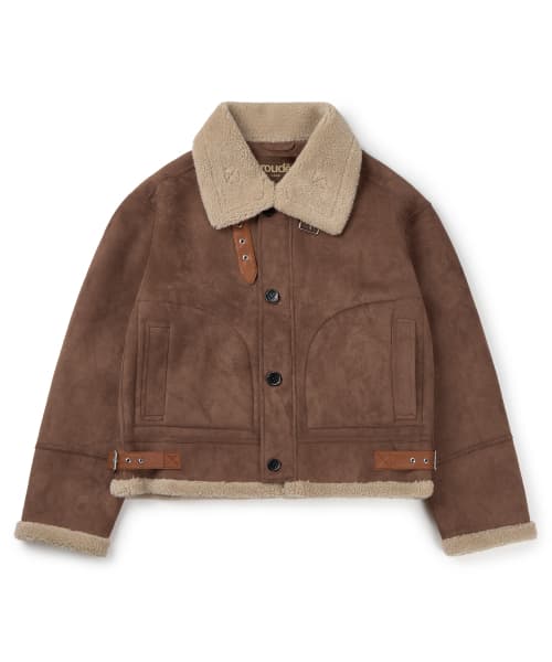 Vegan Suede Aviator Mustang Jacket_Mocha Brown