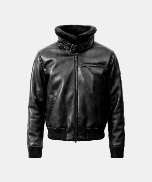 Viper21 Shearling Mustang Bomber Jacket - Washed Black